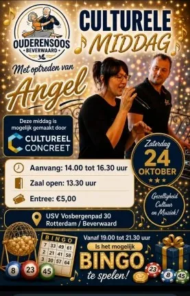 Cultural Afternoon of the Beverwaard Seniors' Club with a performance by Angel