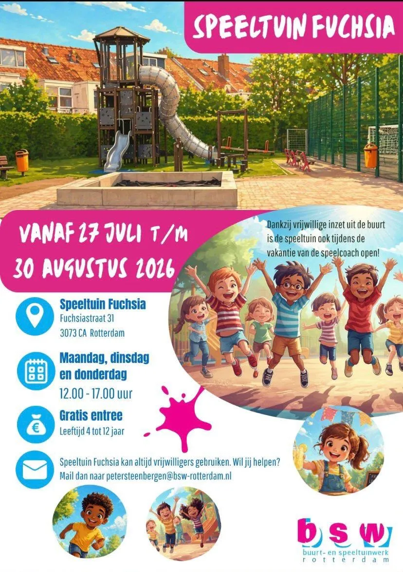 Speeltuin Fuchsia open tijdens zomervakantie
