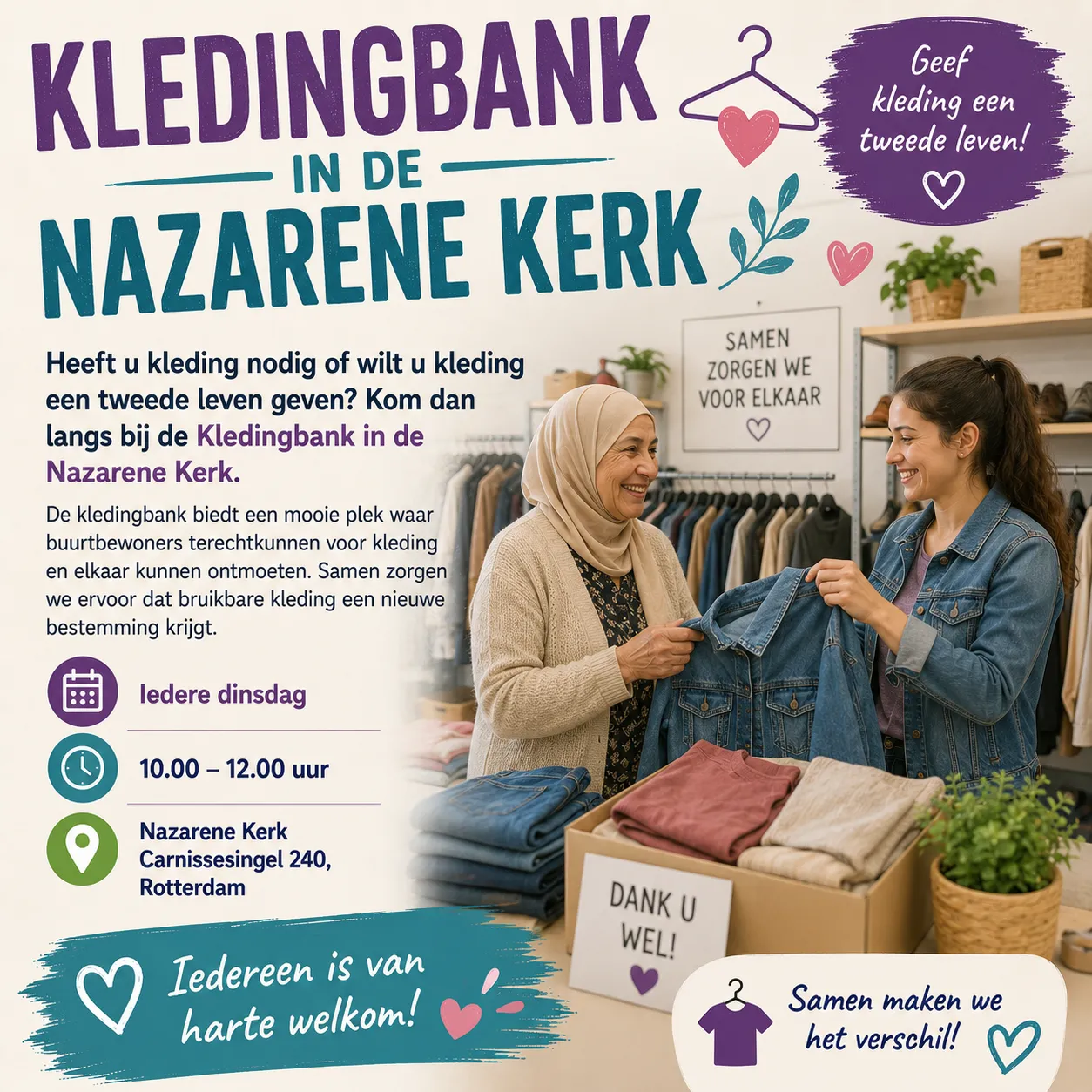 Kledingbank in de Nazarene Kerk