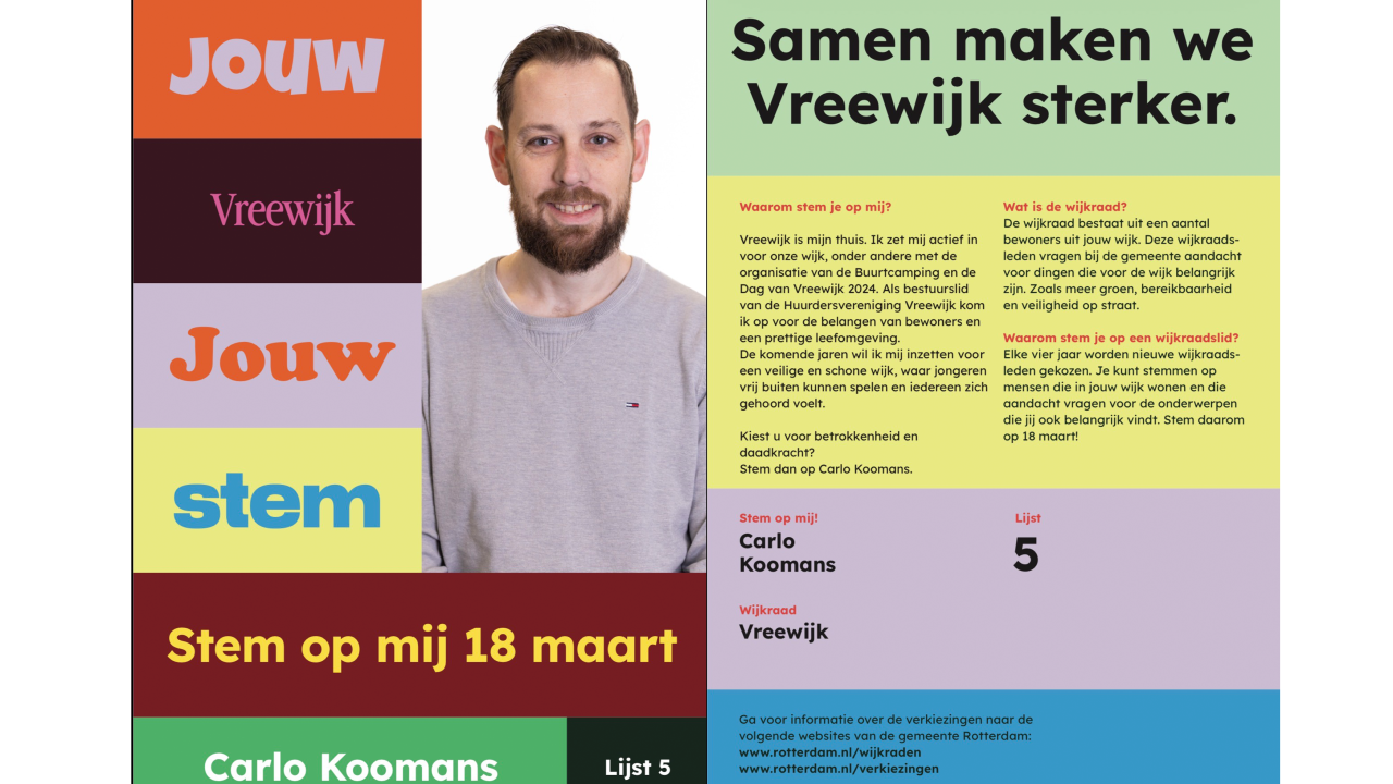 carlo koomans wijkraad Vreewijk kandidaat
