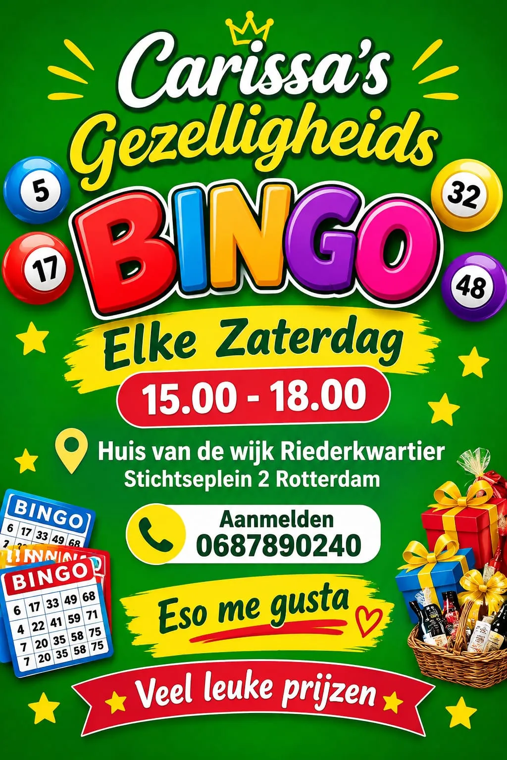 🎱 Iedere zaterdag Gezelligheidsbingo in het Riederkwartier