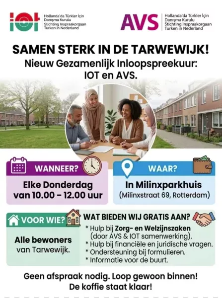 Inloopspreekuur hulp bij zorg- en welzijnszaken, financiële en juridische vragen, ondersteuning bij formulieren en informatie over de buurt