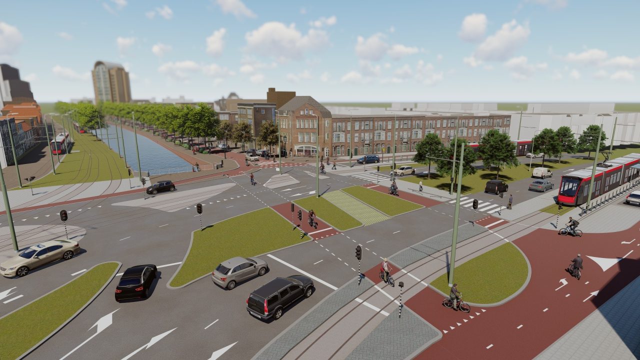 Impressie van de nieuwe indeling van het Rijswijkseplein (Gemeente Den Haag)