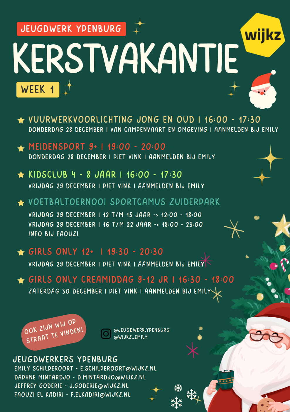 Kerstvakantie activiteiten jeugdwijk Ypenburg Wijkz week 1