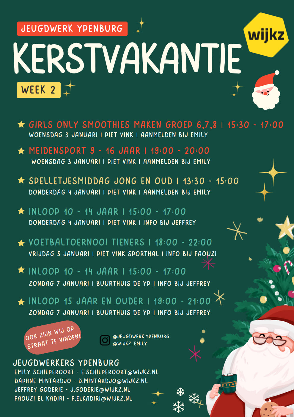 Kerstvakantie activiteiten jeugdwijk Ypenburg Wijkz week 2